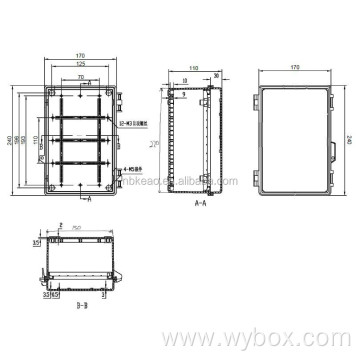 PWP655 waterproof plastic cases with hinged door ip66 waterproof enclosure plastic outdoor enclosure waterproof abs junction box